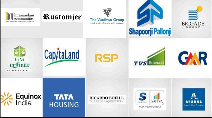 Supplied client logo sheet including Hiranandani Communities, The Wadhwa Group, Shapoorji Pallonji, Brigade Group, CapitaLand, RSP and other collaborators.